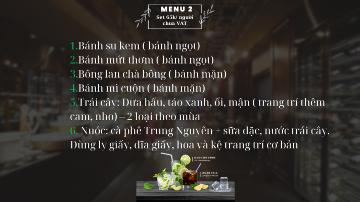 Menu tiệc ngọt